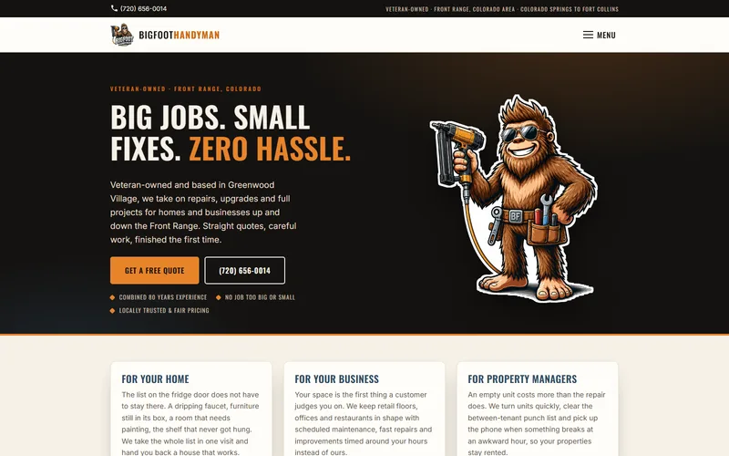 The Bigfoot Handyman Co homepage