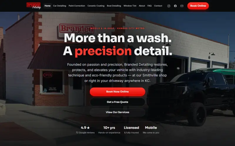 Branded Detailing KC website preview