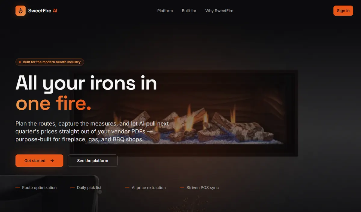 SweetFire AI website preview